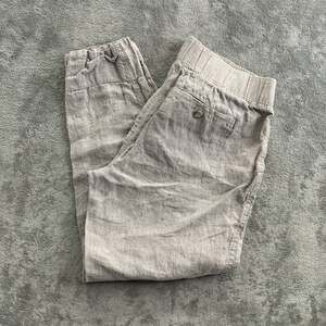 Athleta Retreat Linen Jogger Pants Women's 8 Oatmeal Drawstring Casual Boho